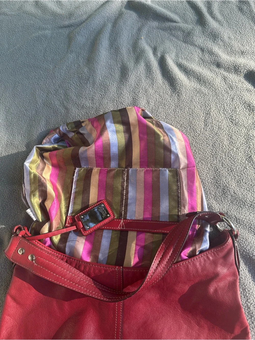 Tignanello Genuine Red Leather Vintage Shoulder Hobo Bag